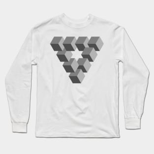 penrose triangle geometry cube penrose stairs illusion Long Sleeve T-Shirt